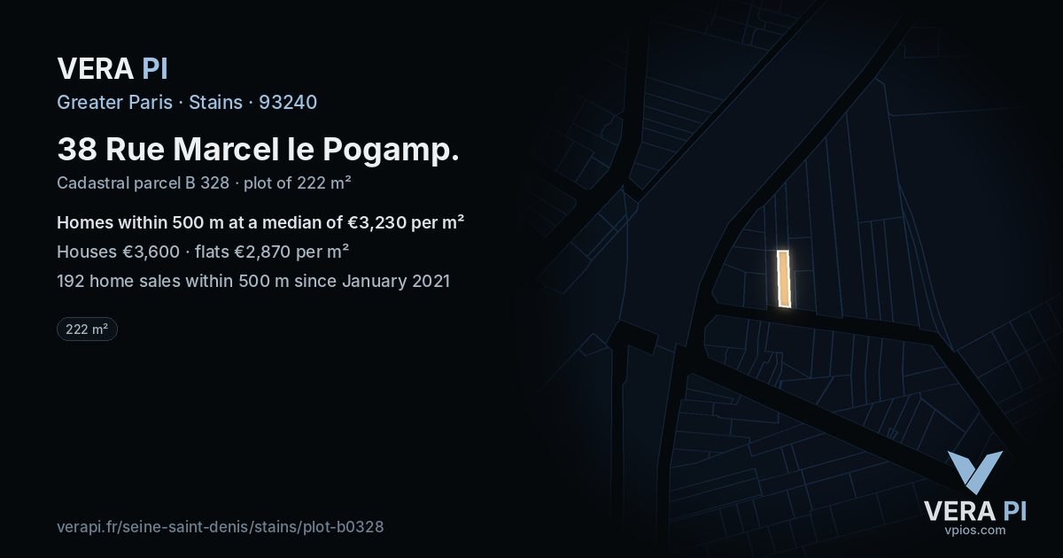 38 Rue Marcel le Pogamp, Stains at night – the plot lit, the parcels around coloured by the prices near them