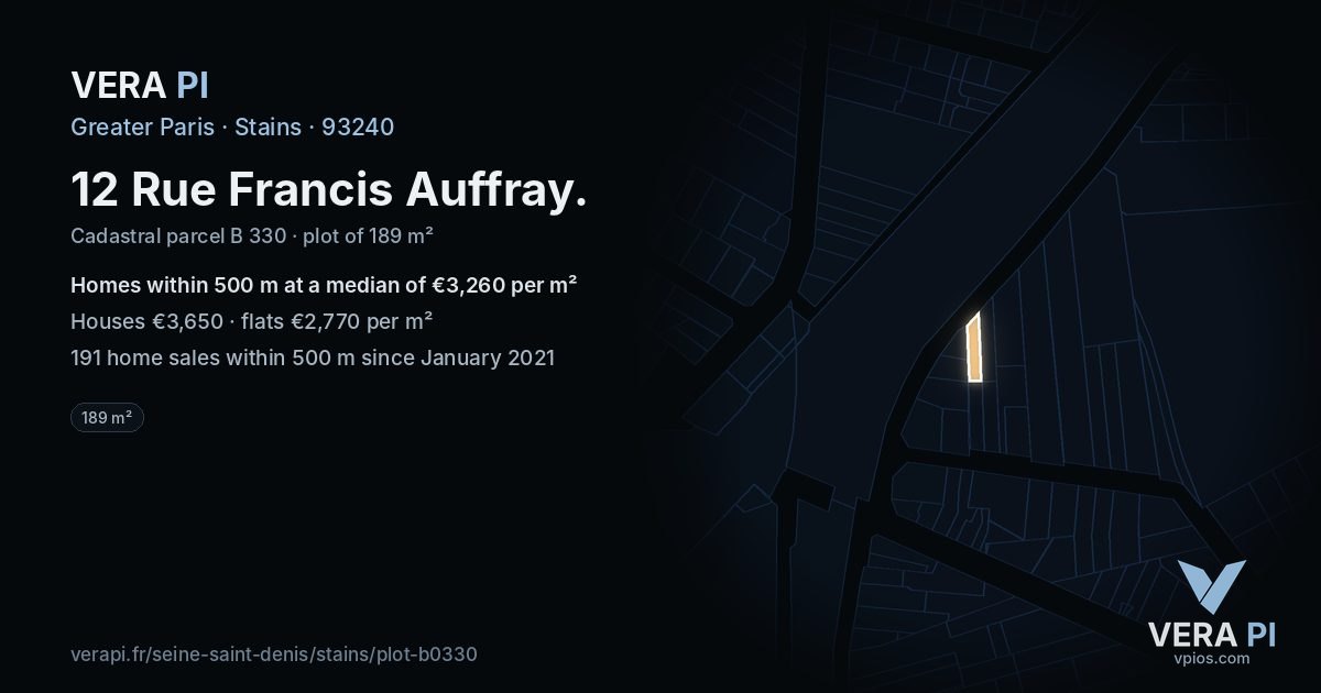 12 Rue Francis Auffray, Stains at night – the plot lit, the parcels around coloured by the prices near them
