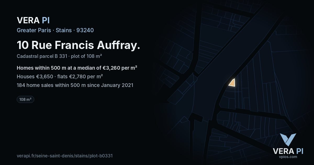 10 Rue Francis Auffray, Stains at night – the plot lit, the parcels around coloured by the prices near them