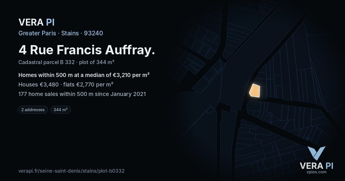 4 Rue Francis Auffray, Stains at night – the plot lit, the parcels around coloured by the prices near them