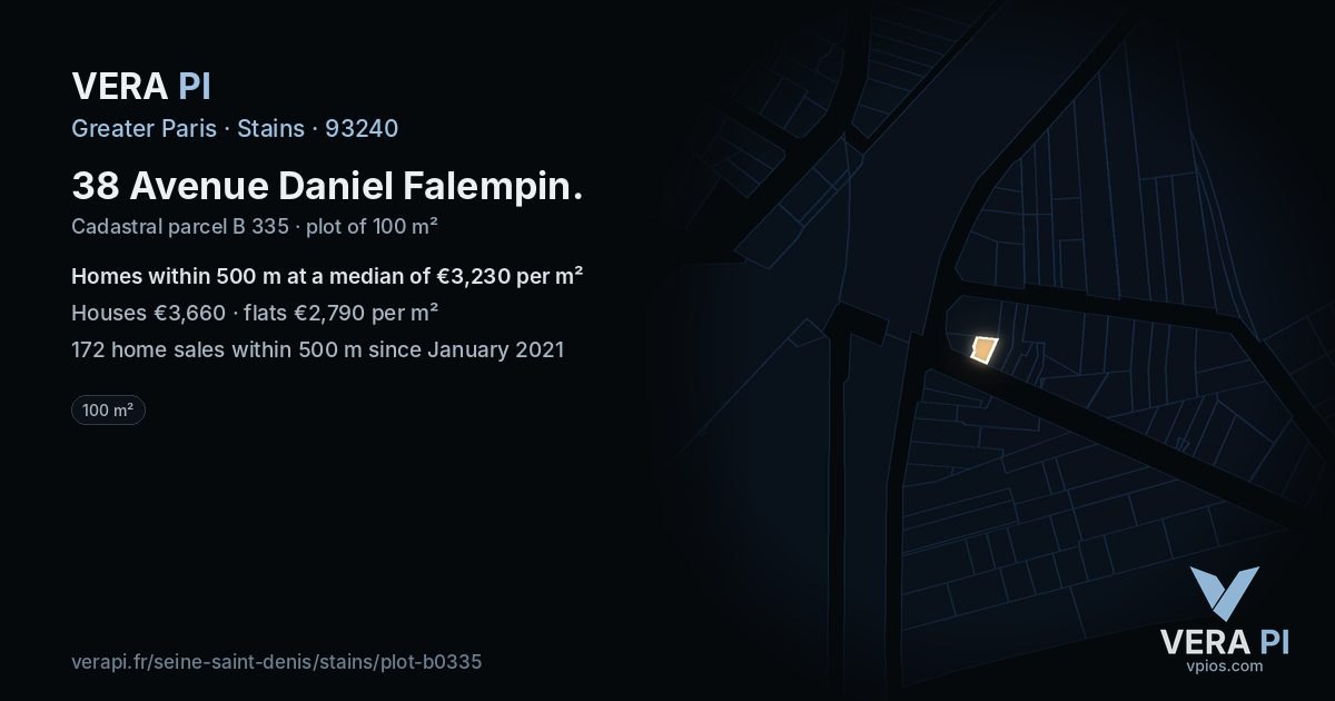 38 Avenue Daniel Falempin, Stains at night – the plot lit, the parcels around coloured by the prices near them