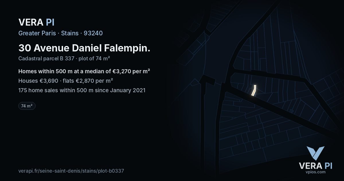 30 Avenue Daniel Falempin, Stains at night – the plot lit, the parcels around coloured by the prices near them