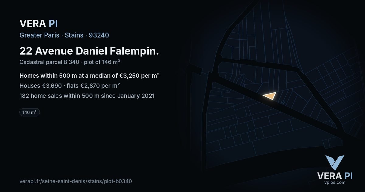 22 Avenue Daniel Falempin, Stains at night – the plot lit, the parcels around coloured by the prices near them