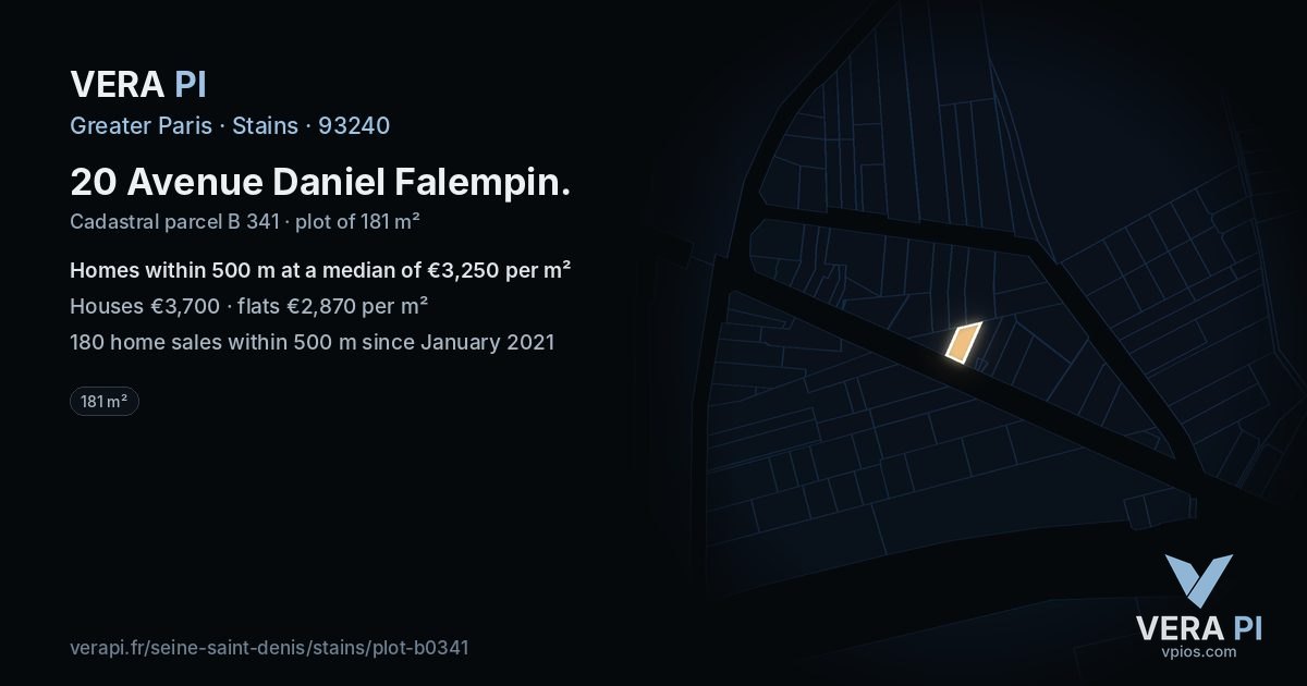 20 Avenue Daniel Falempin, Stains at night – the plot lit, the parcels around coloured by the prices near them