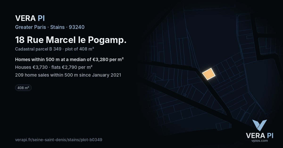 18 Rue Marcel le Pogamp, Stains at night – the plot lit, the parcels around coloured by the prices near them