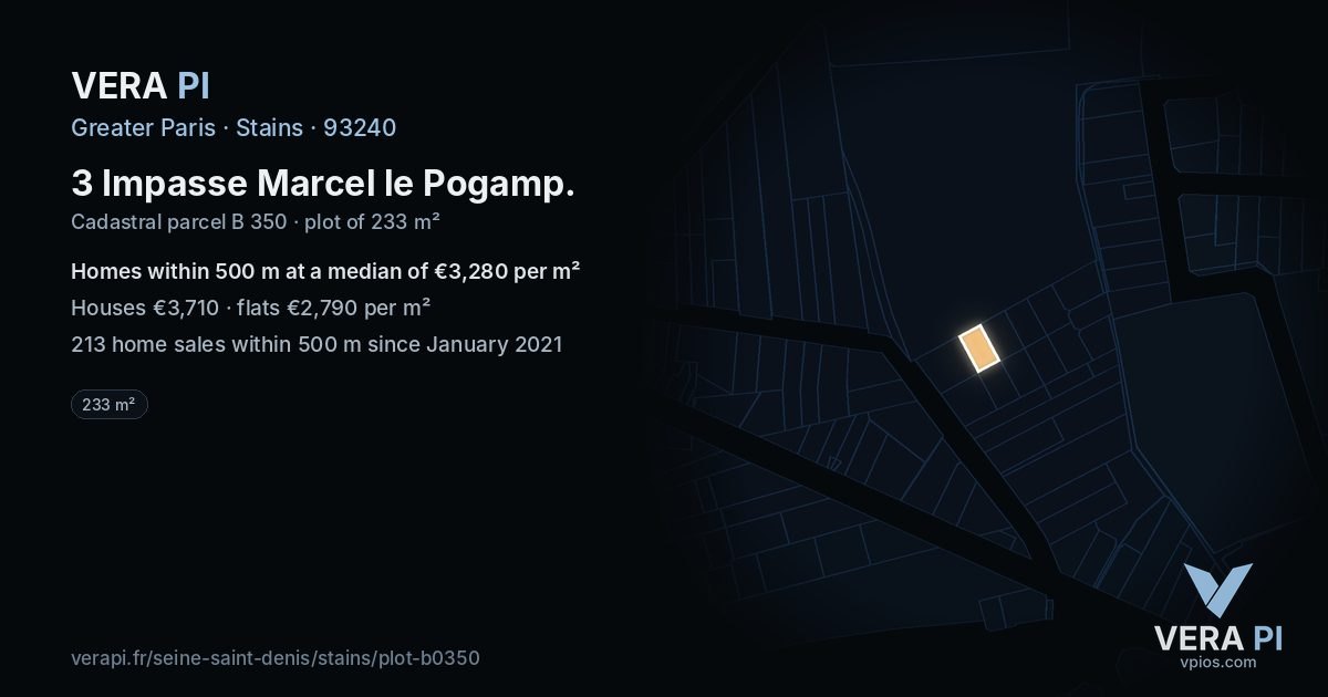 3 Impasse Marcel le Pogamp, Stains at night – the plot lit, the parcels around coloured by the prices near them