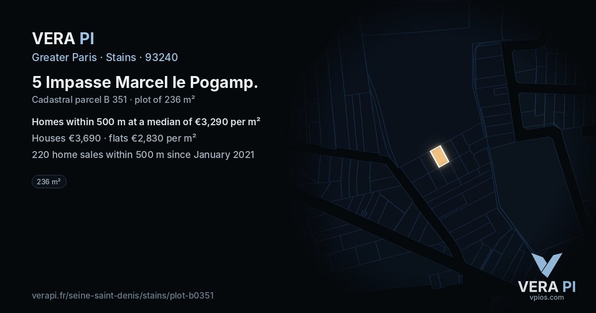 5 Impasse Marcel le Pogamp, Stains at night – the plot lit, the parcels around coloured by the prices near them