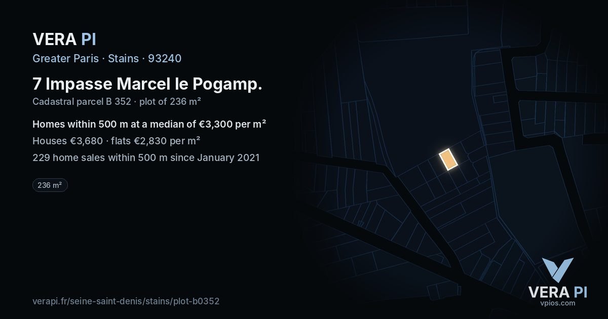 7 Impasse Marcel le Pogamp, Stains at night – the plot lit, the parcels around coloured by the prices near them