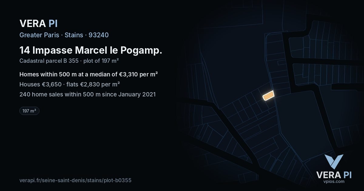 14 Impasse Marcel le Pogamp, Stains at night – the plot lit, the parcels around coloured by the prices near them