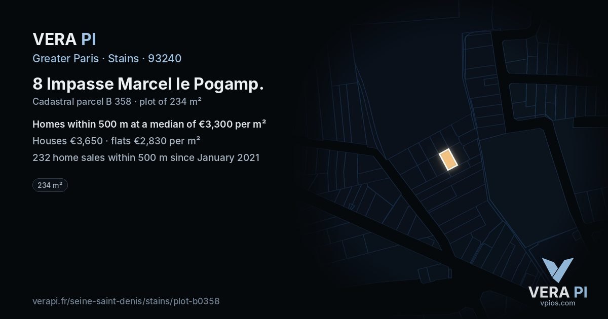 8 Impasse Marcel le Pogamp, Stains at night – the plot lit, the parcels around coloured by the prices near them