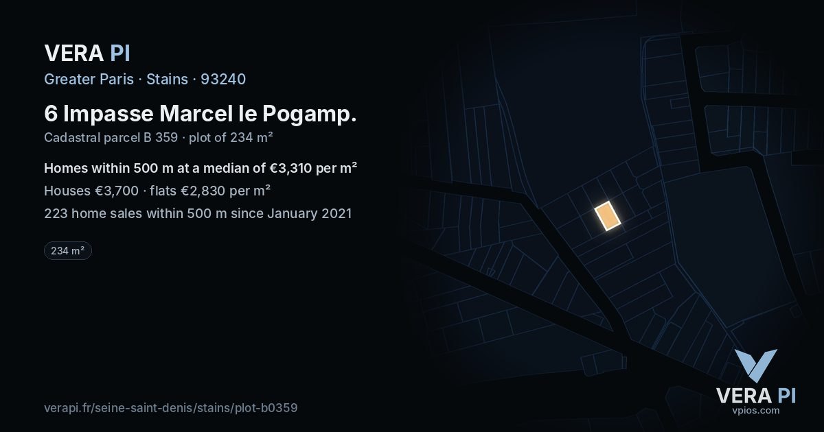 6 Impasse Marcel le Pogamp, Stains at night – the plot lit, the parcels around coloured by the prices near them