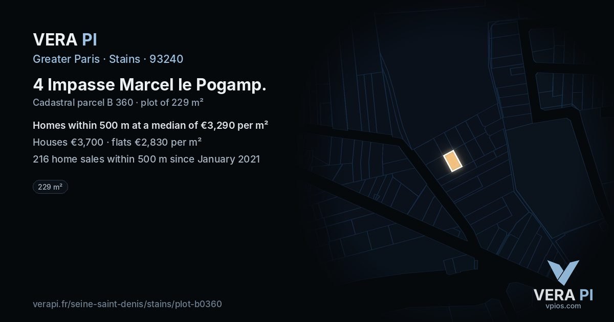 4 Impasse Marcel le Pogamp, Stains at night – the plot lit, the parcels around coloured by the prices near them