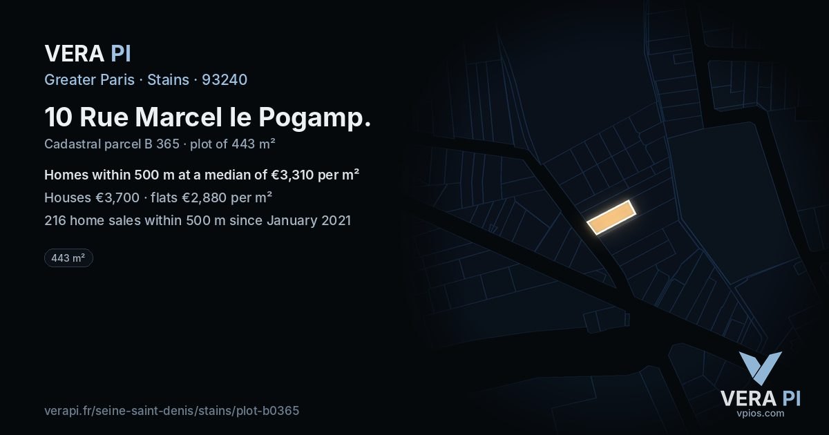 10 Rue Marcel le Pogamp, Stains at night – the plot lit, the parcels around coloured by the prices near them