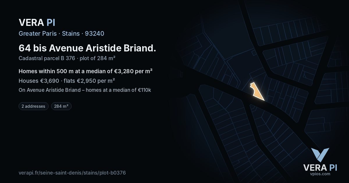 64 bis Avenue Aristide Briand, Stains at night – the plot lit, the parcels around coloured by the prices near them