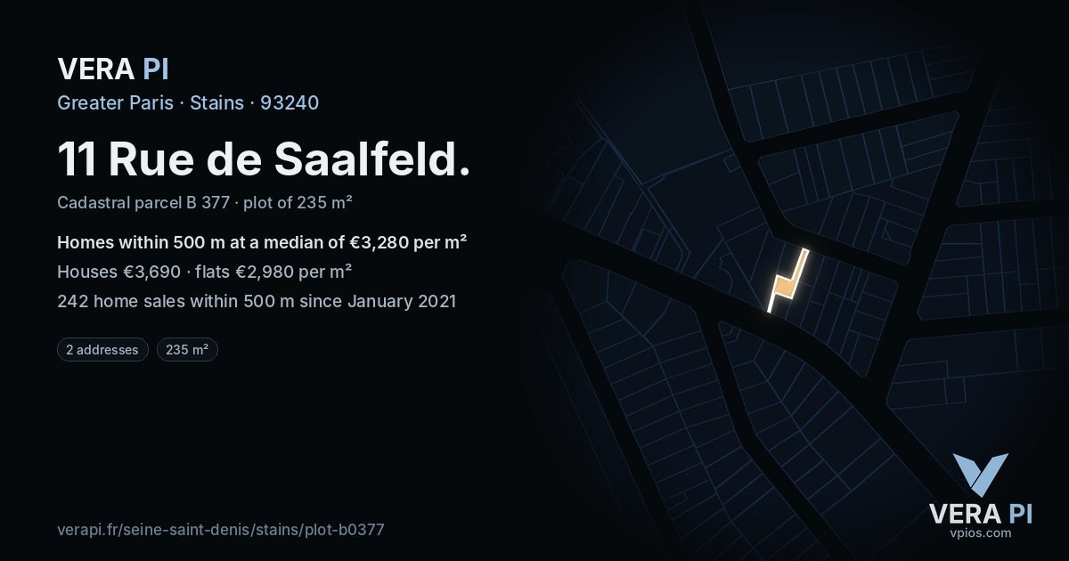 11 Rue de Saalfeld, Stains at night – the plot lit, the parcels around coloured by the prices near them
