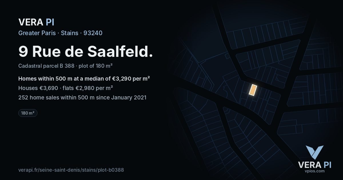 9 Rue de Saalfeld, Stains at night – the plot lit, the parcels around coloured by the prices near them