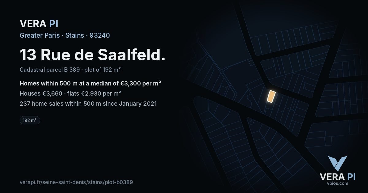 13 Rue de Saalfeld, Stains at night – the plot lit, the parcels around coloured by the prices near them