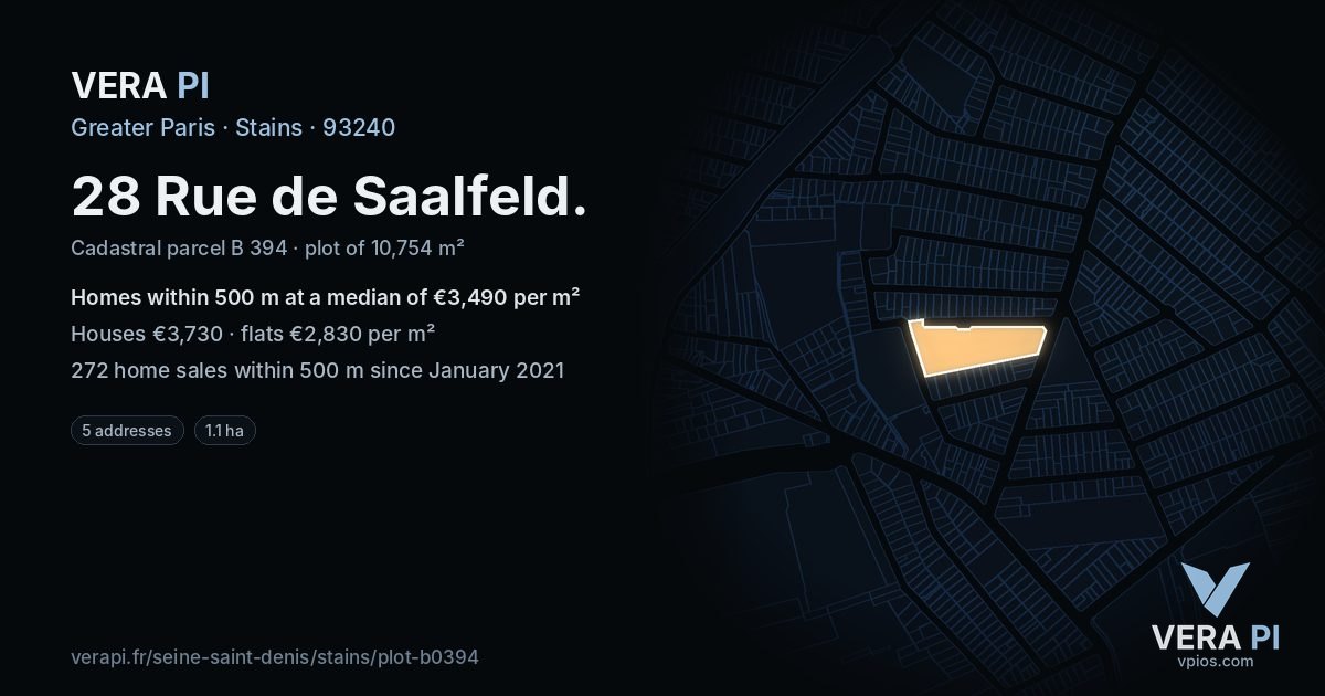 28 Rue de Saalfeld, Stains at night – the plot lit, the parcels around coloured by the prices near them