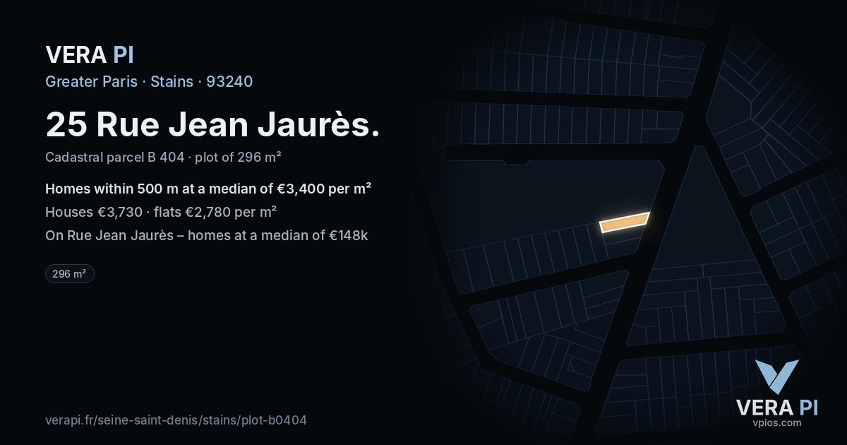 25 Rue Jean Jaurès, Stains at night – the plot lit, the parcels around coloured by the prices near them
