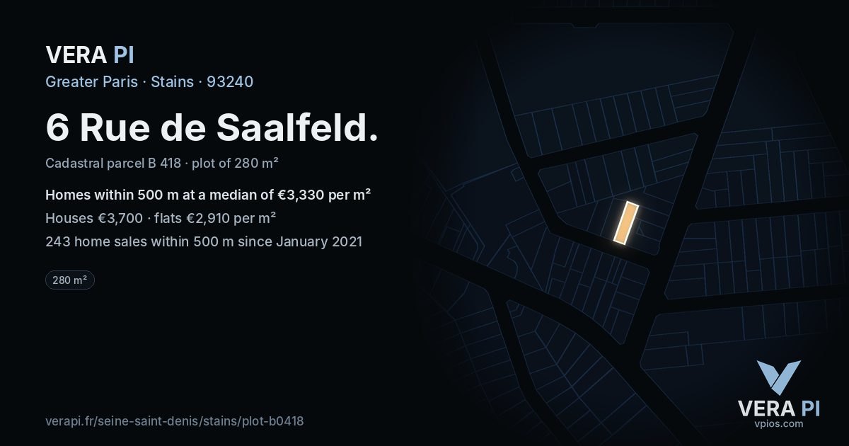 6 Rue de Saalfeld, Stains at night – the plot lit, the parcels around coloured by the prices near them
