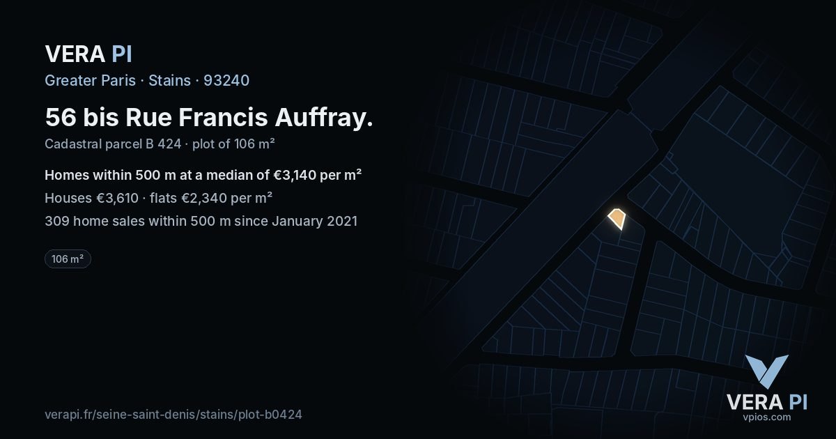56 bis Rue Francis Auffray, Stains at night – the plot lit, the parcels around coloured by the prices near them