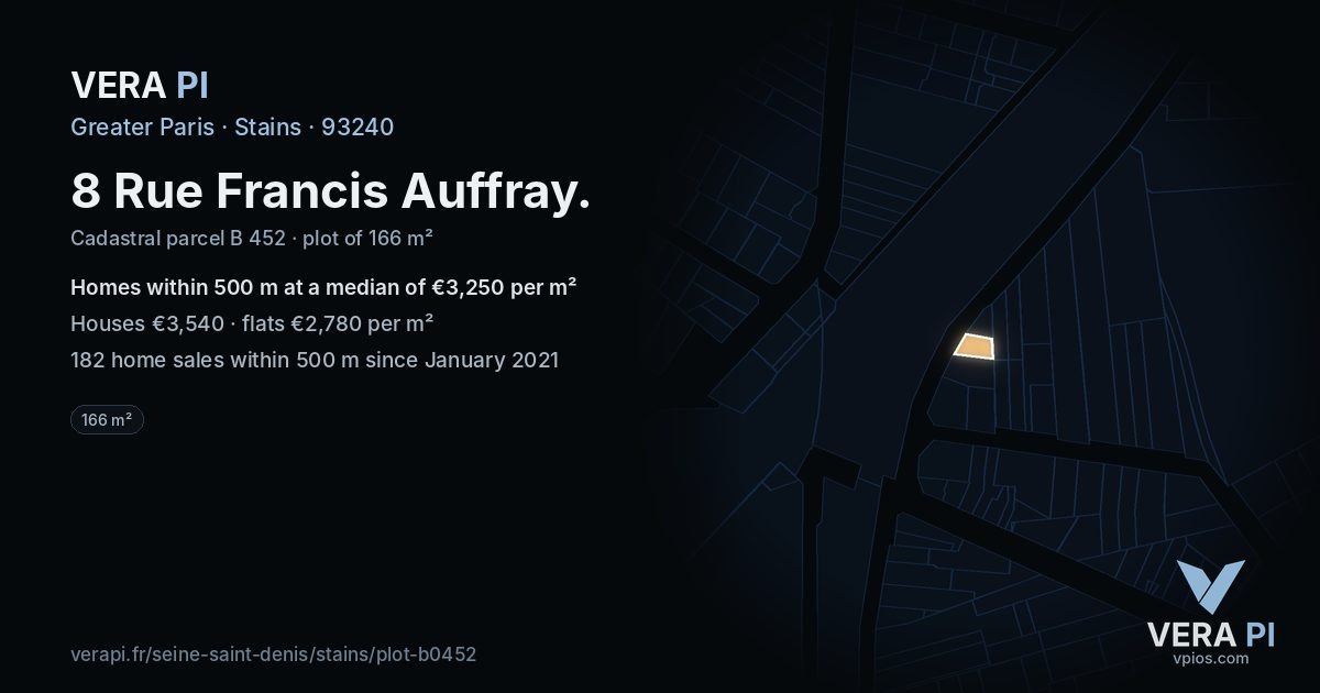 8 Rue Francis Auffray, Stains at night – the plot lit, the parcels around coloured by the prices near them