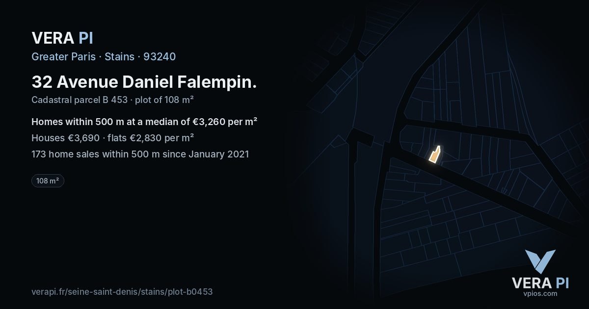 32 Avenue Daniel Falempin, Stains at night – the plot lit, the parcels around coloured by the prices near them