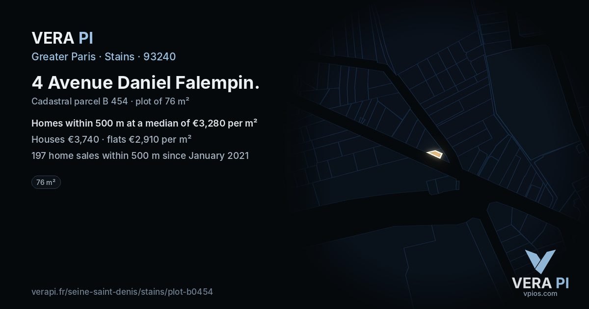 4 Avenue Daniel Falempin, Stains at night – the plot lit, the parcels around coloured by the prices near them