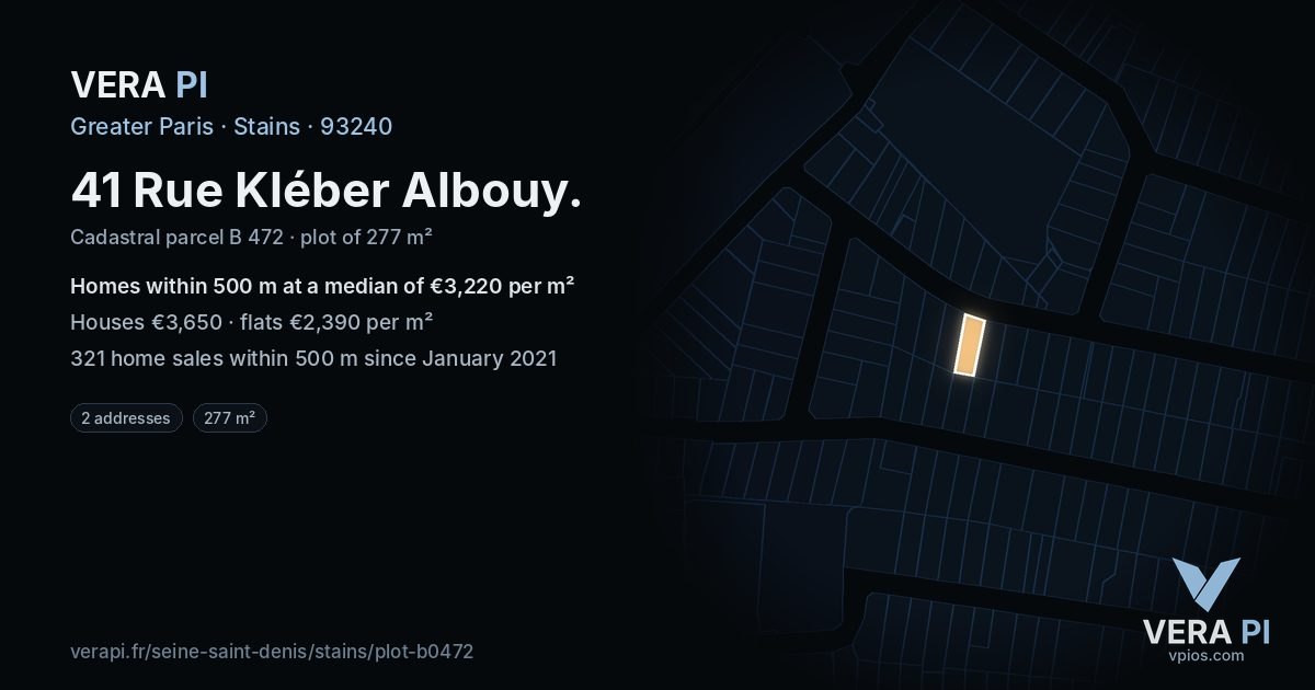 41 Rue Kléber Albouy, Stains at night – the plot lit, the parcels around coloured by the prices near them