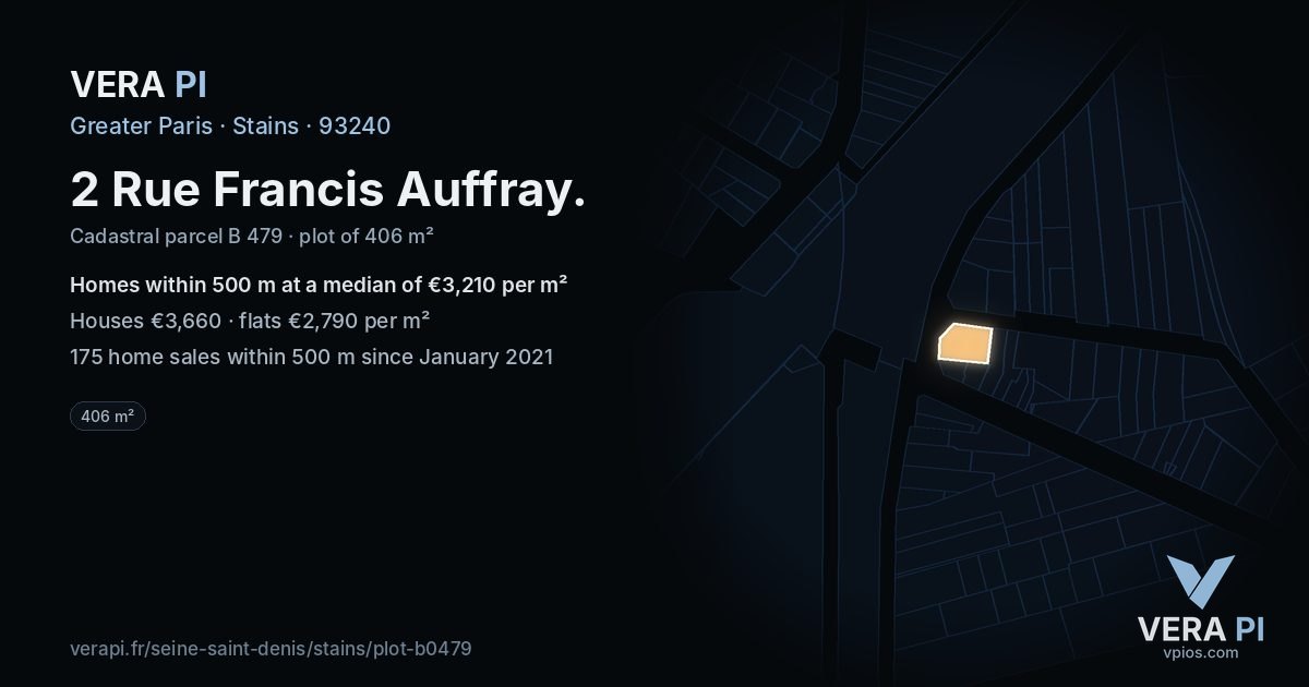 2 Rue Francis Auffray, Stains at night – the plot lit, the parcels around coloured by the prices near them