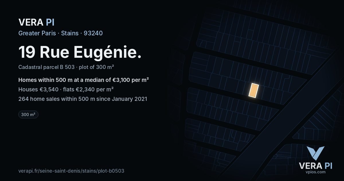 19 Rue Eugénie, Stains at night – the plot lit, the parcels around coloured by the prices near them