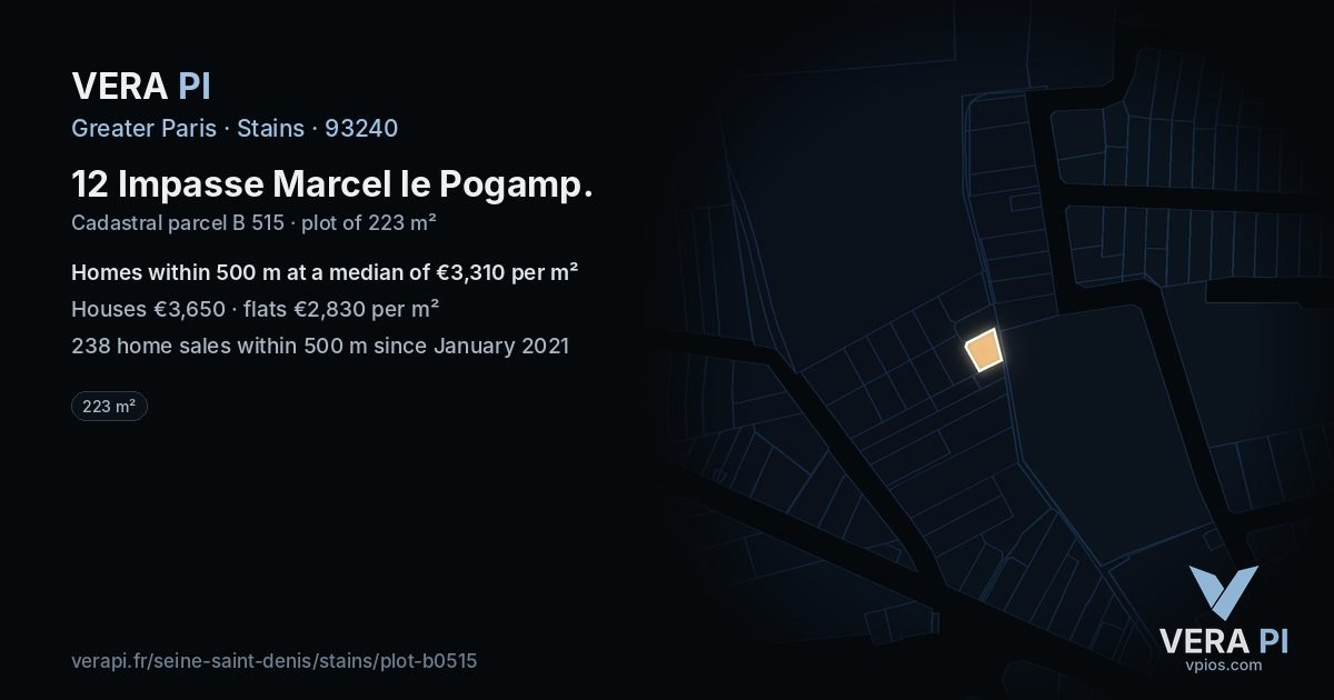 12 Impasse Marcel le Pogamp, Stains at night – the plot lit, the parcels around coloured by the prices near them