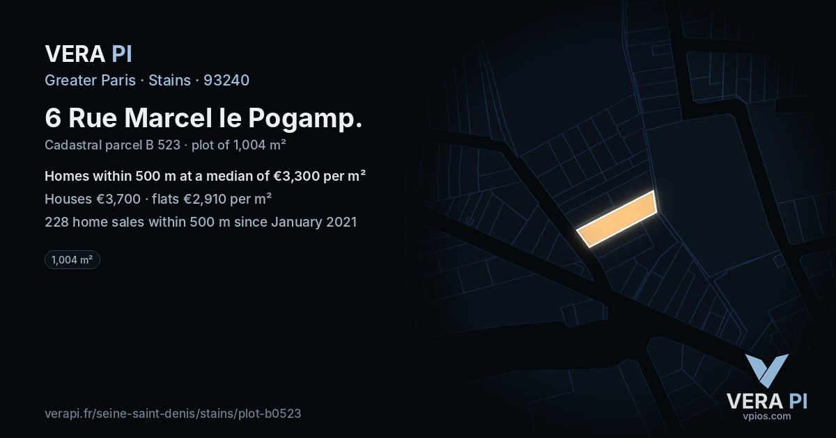 6 Rue Marcel le Pogamp, Stains at night – the plot lit, the parcels around coloured by the prices near them