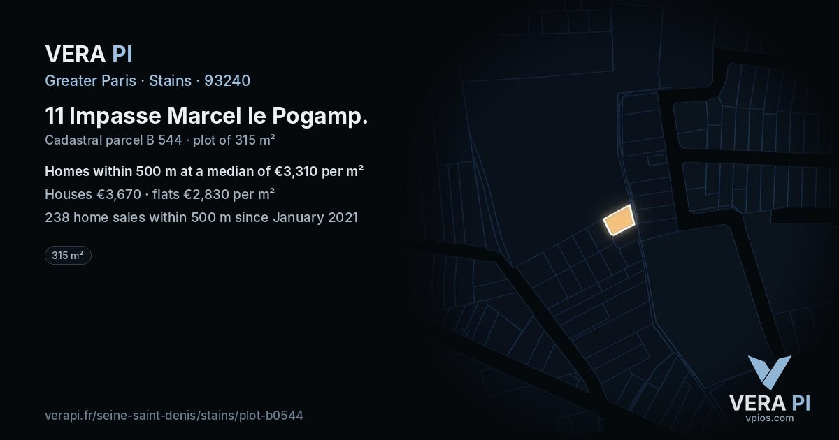 11 Impasse Marcel le Pogamp, Stains at night – the plot lit, the parcels around coloured by the prices near them