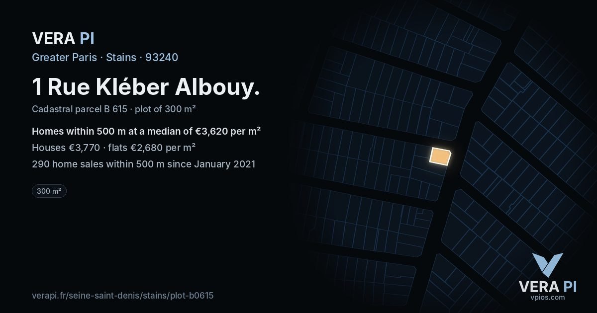 1 Rue Kléber Albouy, Stains at night – the plot lit, the parcels around coloured by the prices near them