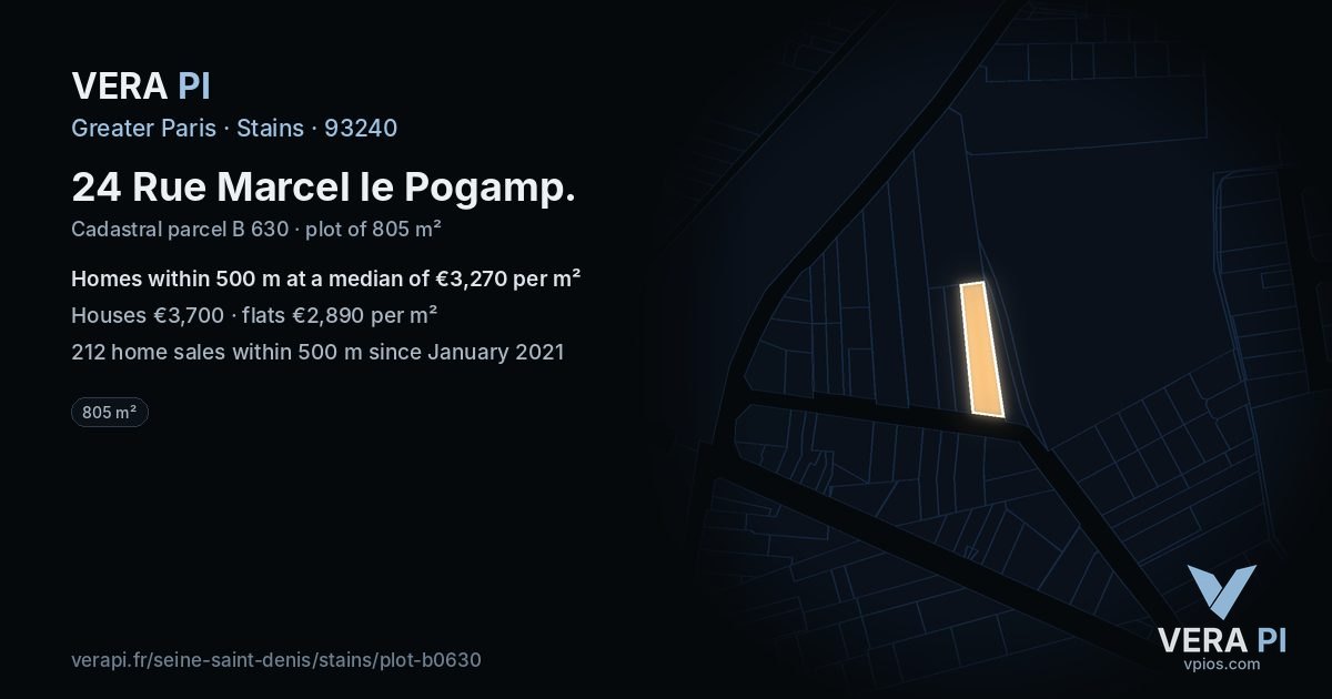 24 Rue Marcel le Pogamp, Stains at night – the plot lit, the parcels around coloured by the prices near them