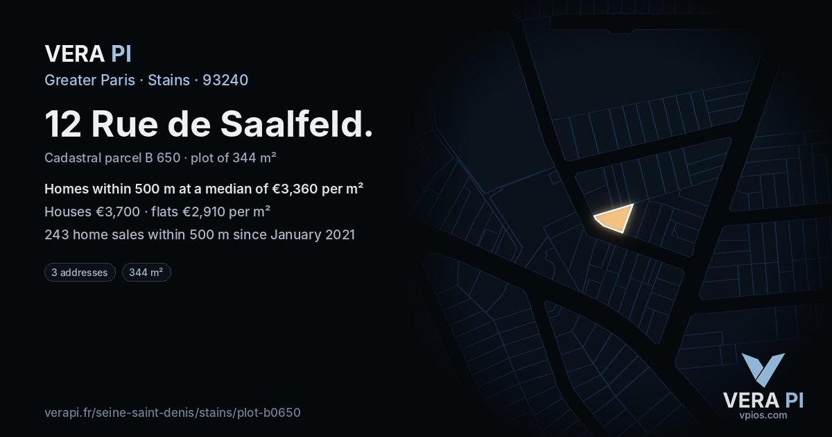 12 Rue de Saalfeld, Stains at night – the plot lit, the parcels around coloured by the prices near them