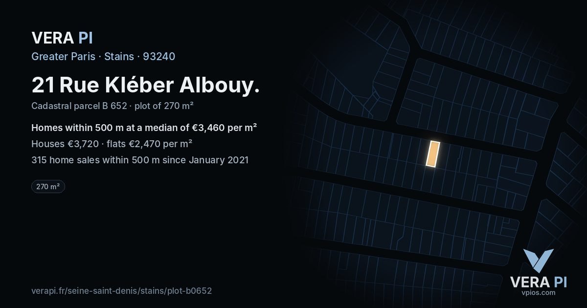21 Rue Kléber Albouy, Stains at night – the plot lit, the parcels around coloured by the prices near them