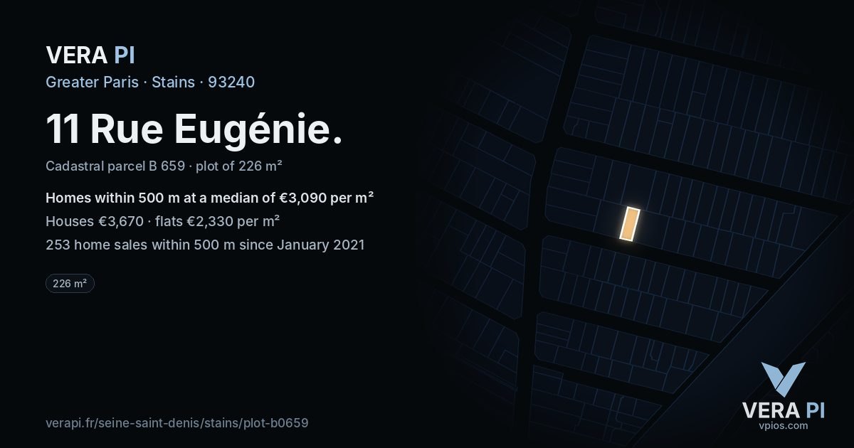 11 Rue Eugénie, Stains at night – the plot lit, the parcels around coloured by the prices near them