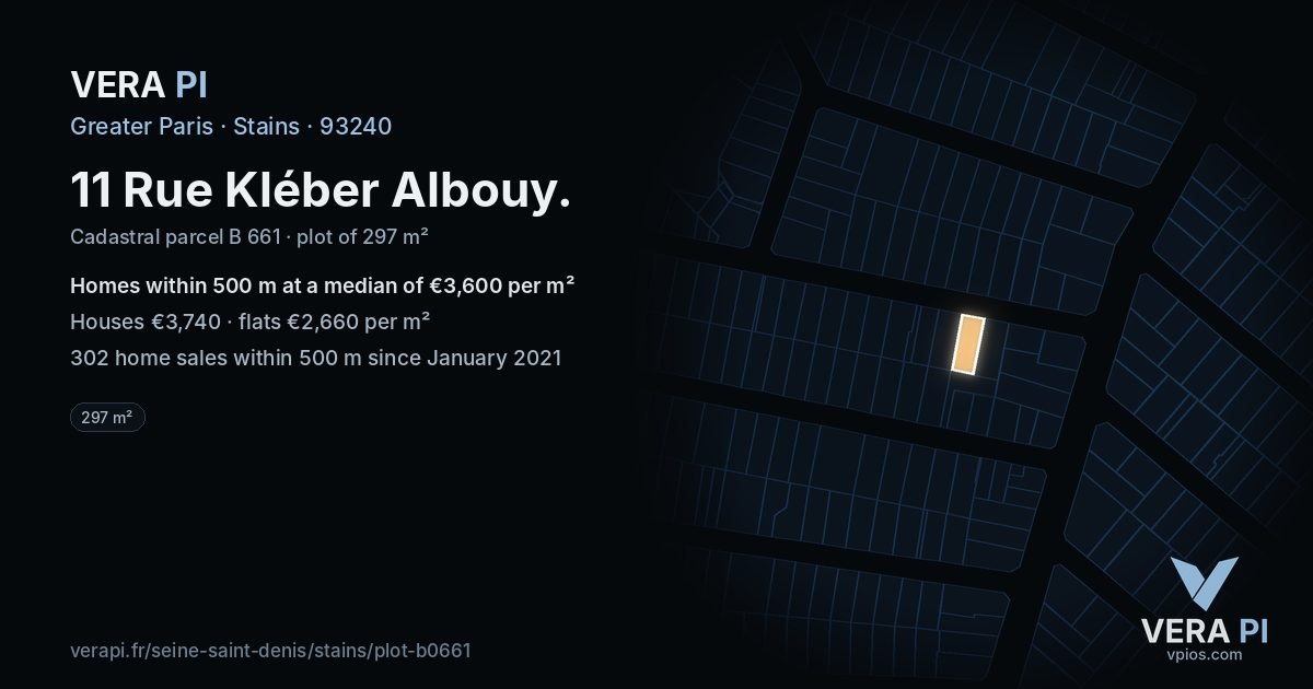 11 Rue Kléber Albouy, Stains at night – the plot lit, the parcels around coloured by the prices near them