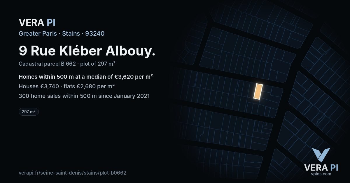 9 Rue Kléber Albouy, Stains at night – the plot lit, the parcels around coloured by the prices near them