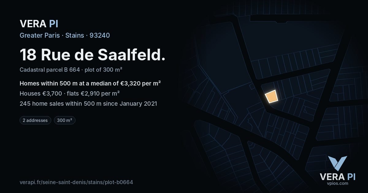 18 Rue de Saalfeld, Stains at night – the plot lit, the parcels around coloured by the prices near them