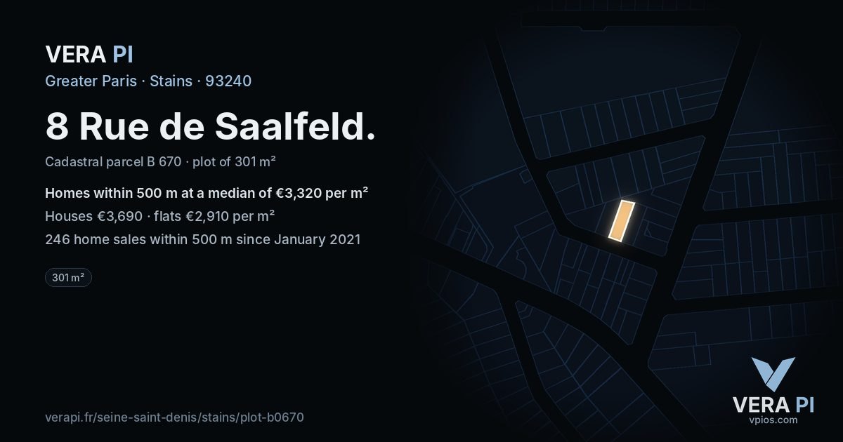 8 Rue de Saalfeld, Stains at night – the plot lit, the parcels around coloured by the prices near them