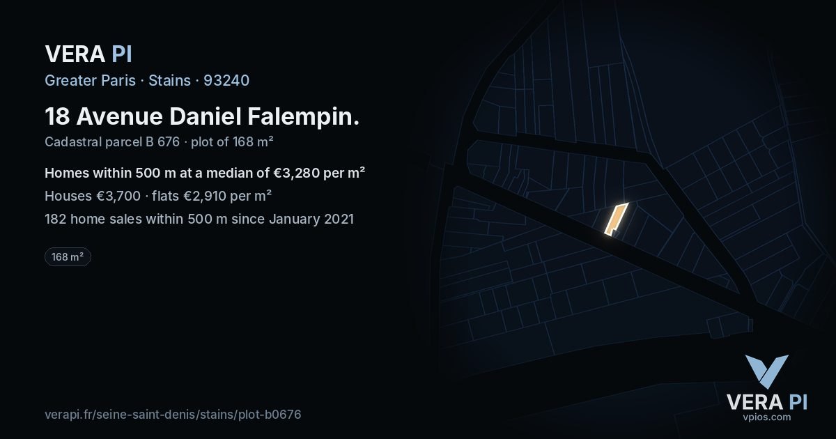 18 Avenue Daniel Falempin, Stains at night – the plot lit, the parcels around coloured by the prices near them