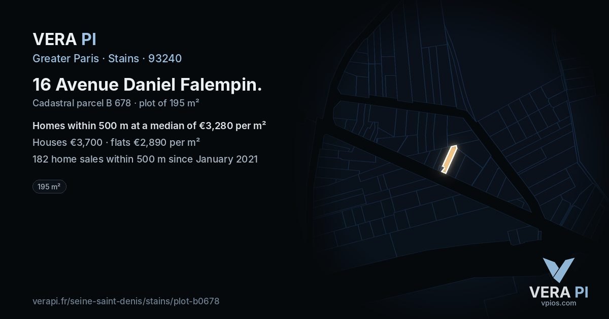 16 Avenue Daniel Falempin, Stains at night – the plot lit, the parcels around coloured by the prices near them