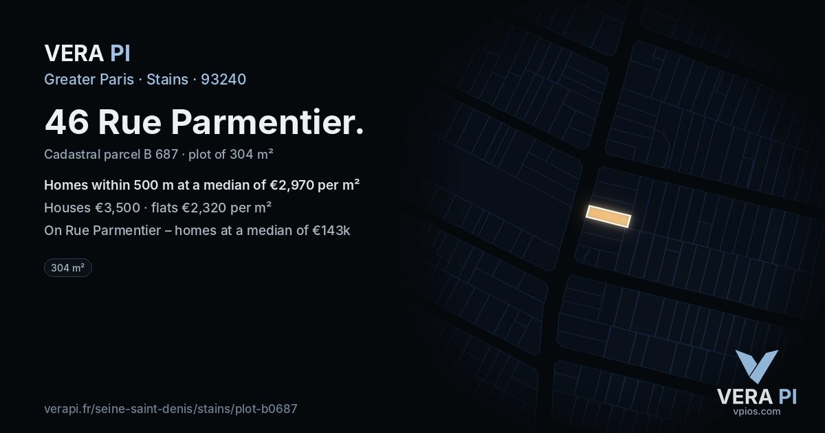46 Rue Parmentier, Stains at night – the plot lit, the parcels around coloured by the prices near them