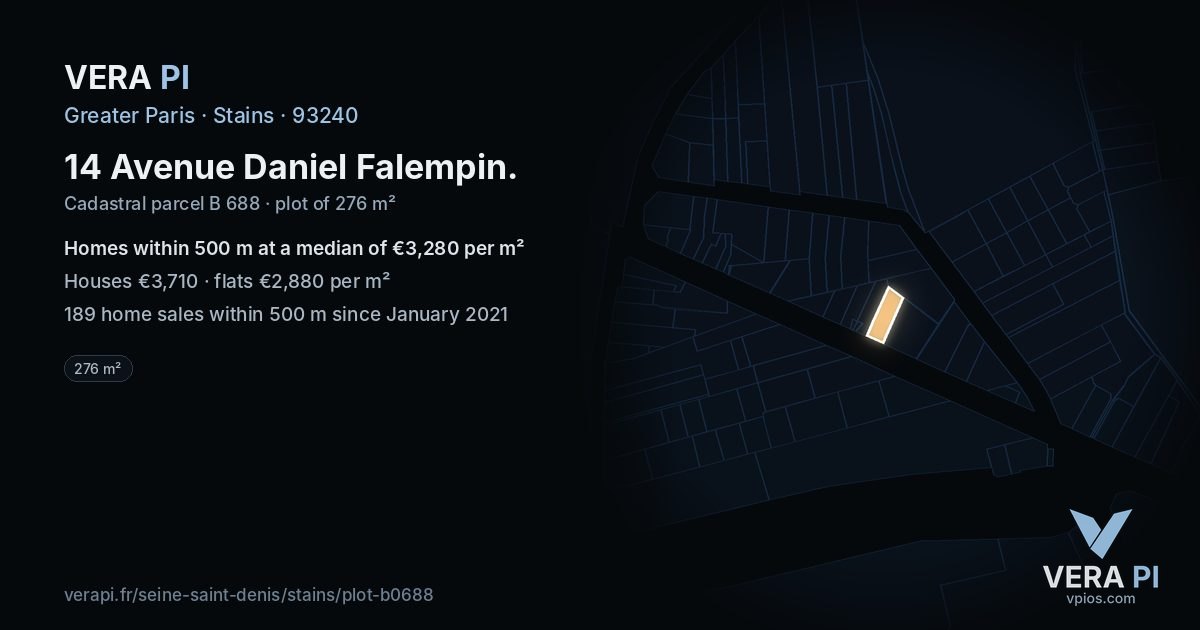 14 Avenue Daniel Falempin, Stains at night – the plot lit, the parcels around coloured by the prices near them