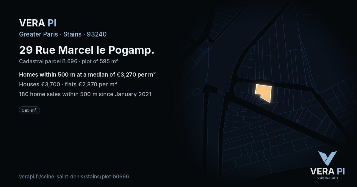 29 Rue Marcel le Pogamp, Stains at night – the plot lit, the parcels around coloured by the prices near them