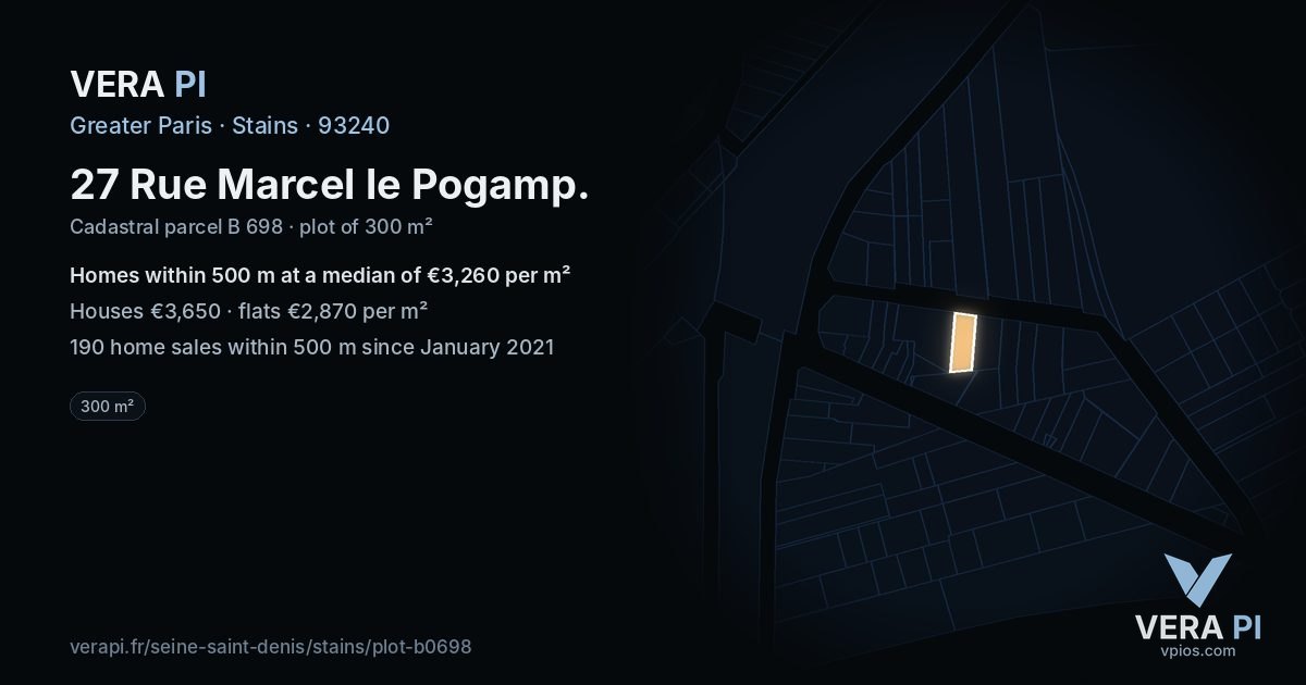 27 Rue Marcel le Pogamp, Stains at night – the plot lit, the parcels around coloured by the prices near them
