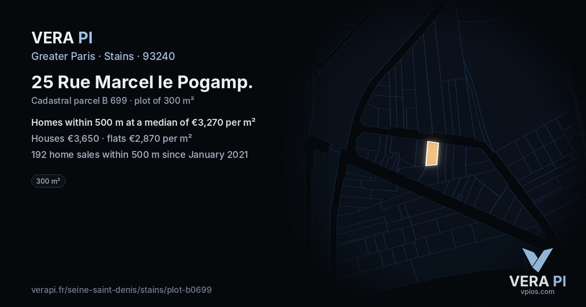 25 Rue Marcel le Pogamp, Stains at night – the plot lit, the parcels around coloured by the prices near them